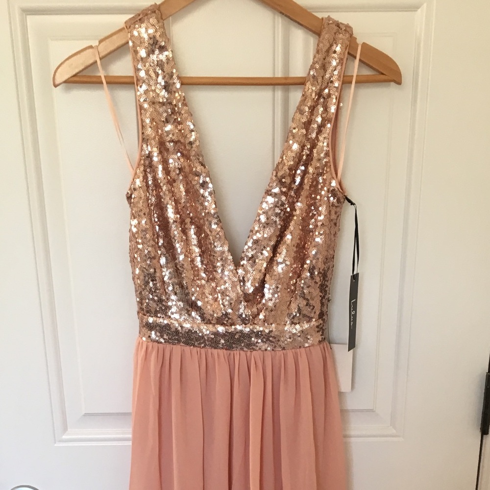 Lulus Sequined gown - XS - Peach